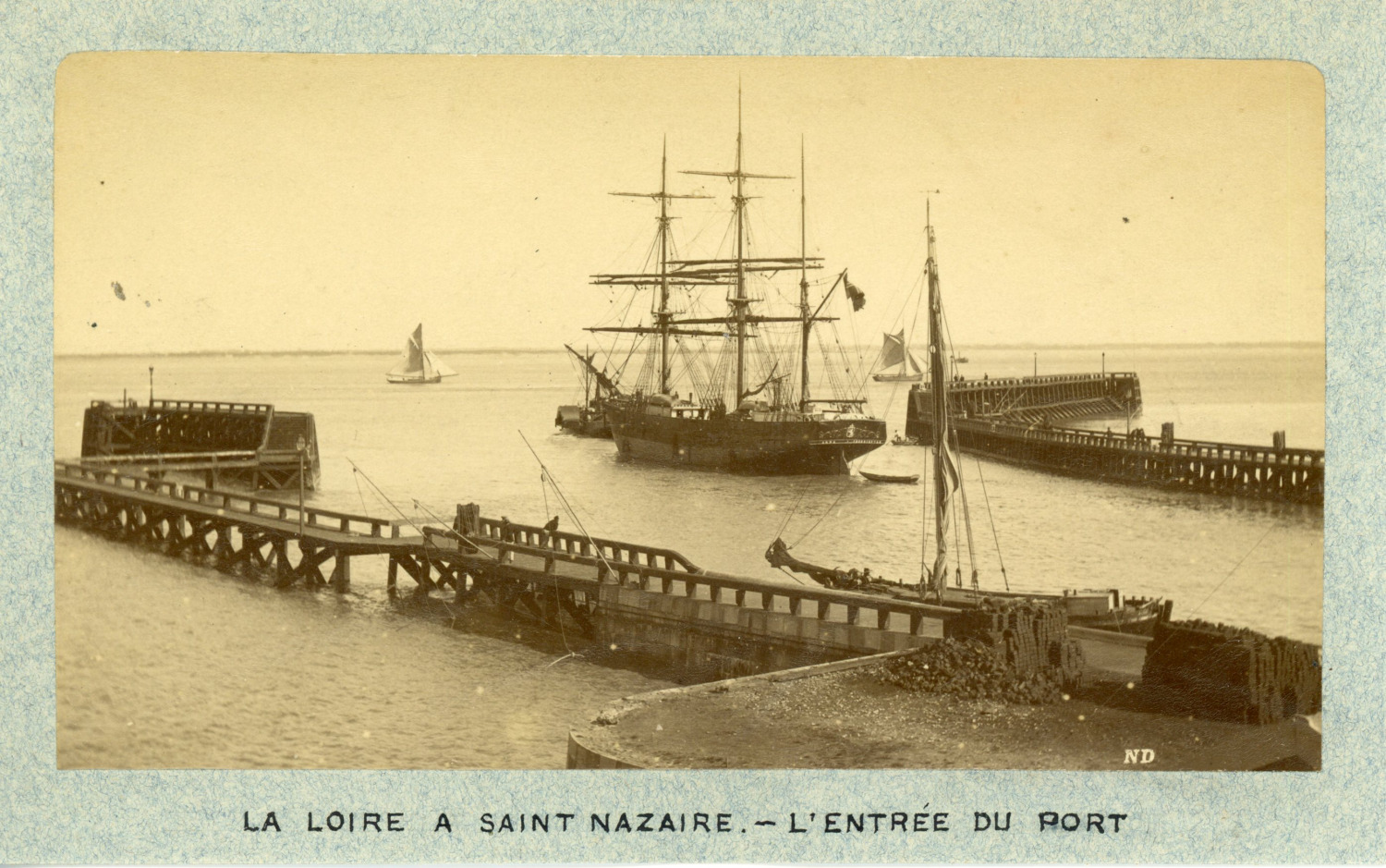France, La Loire à Saint-Nazaire, the entrance to the port, ca.1870, vintage album
