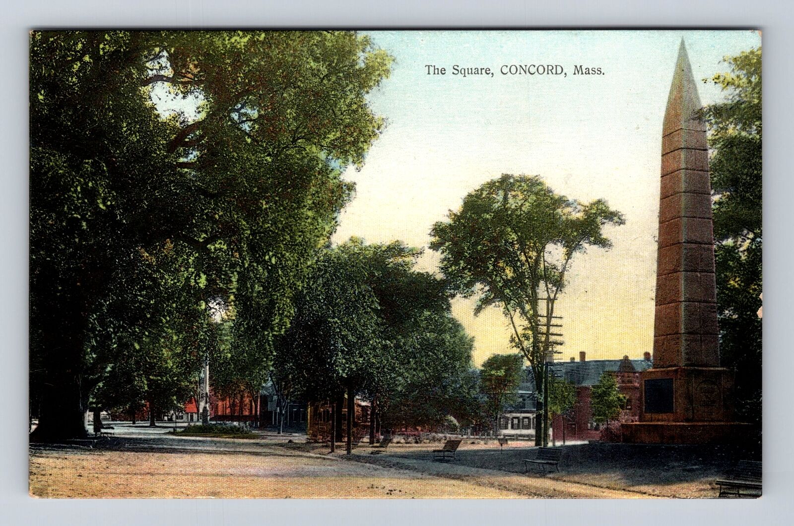 Concord MA-Massachusetts, The Square, Antique, Vintage Souvenir Postcard