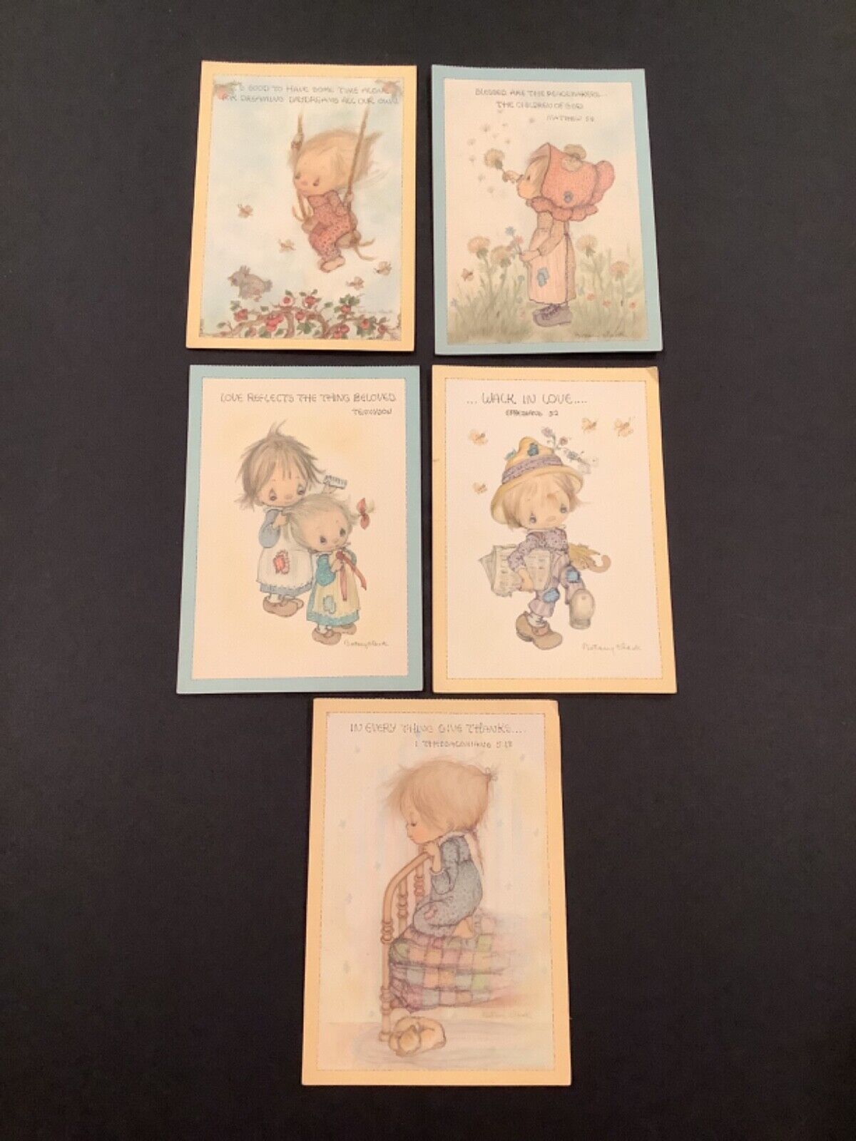 Vintage PRECIOUS MOMENTS 5x7 Greeting Card Lot of 5 For Framing Wall Art Decor