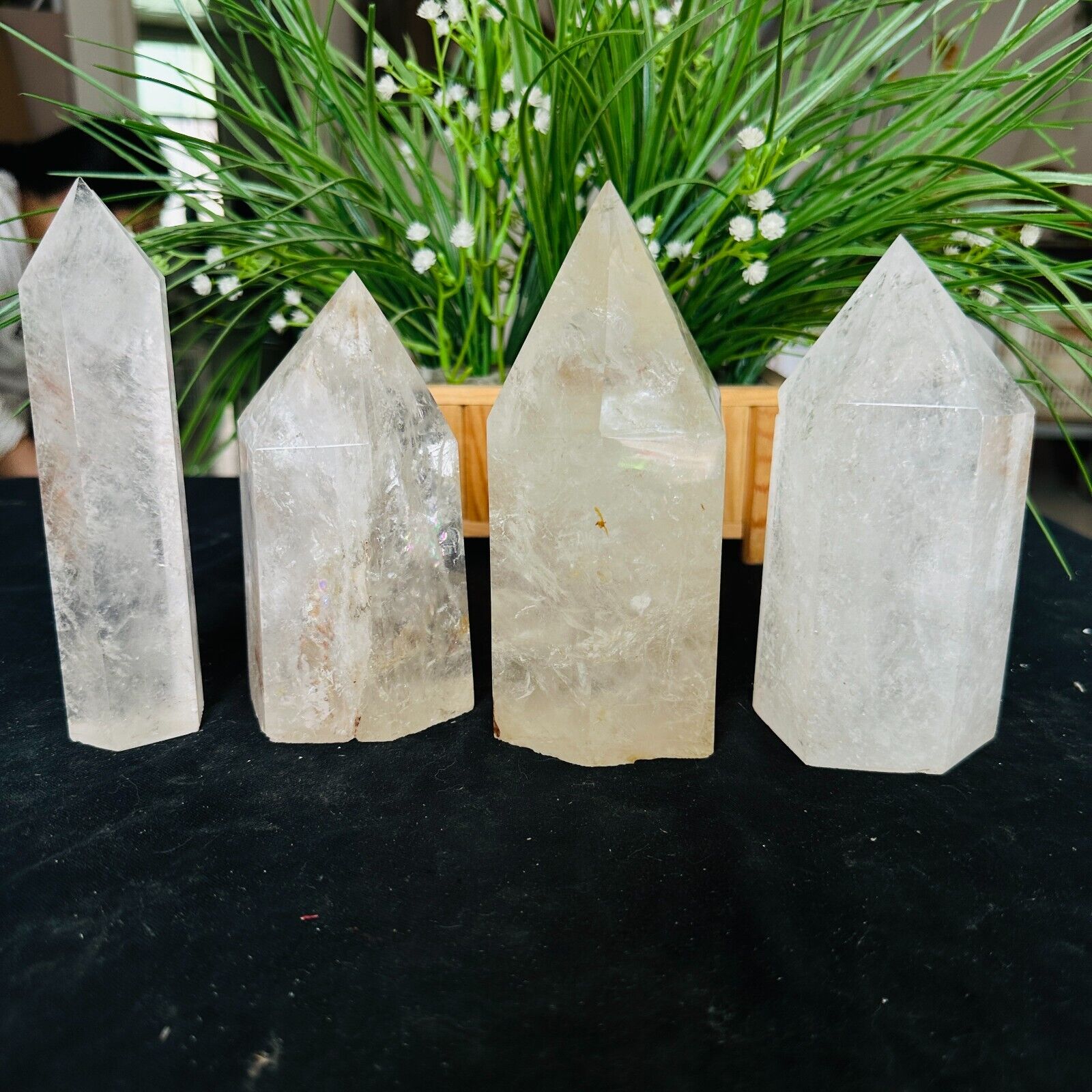 7.04LB Natural white crystal obelisk energy column therapy combination3200g