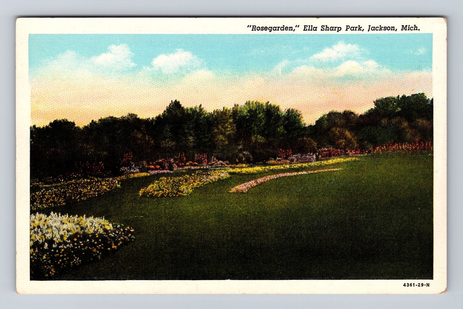 Jackson MI-Michigan, Ella Sharp Park, Rosegarden, Antique Vintage Postcard