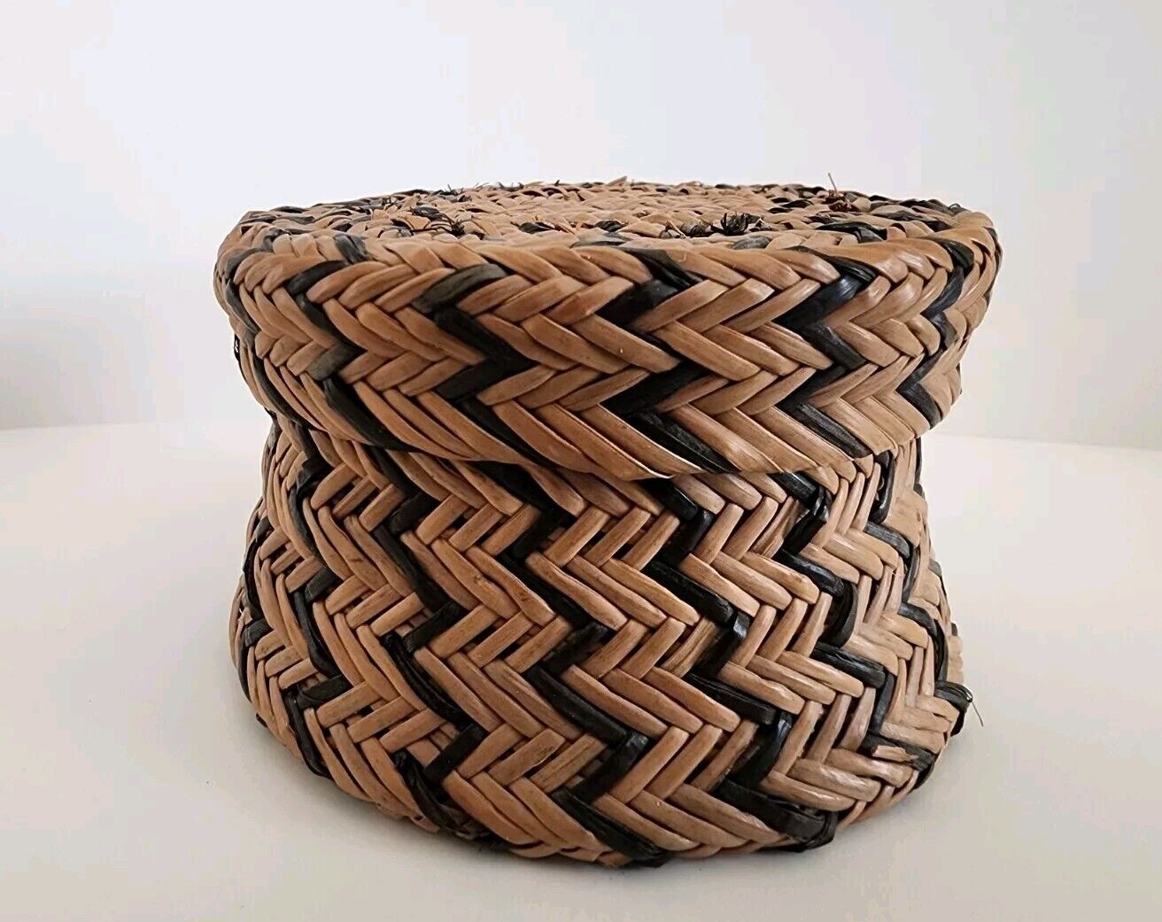  Woven Basket with Cover, Vintage