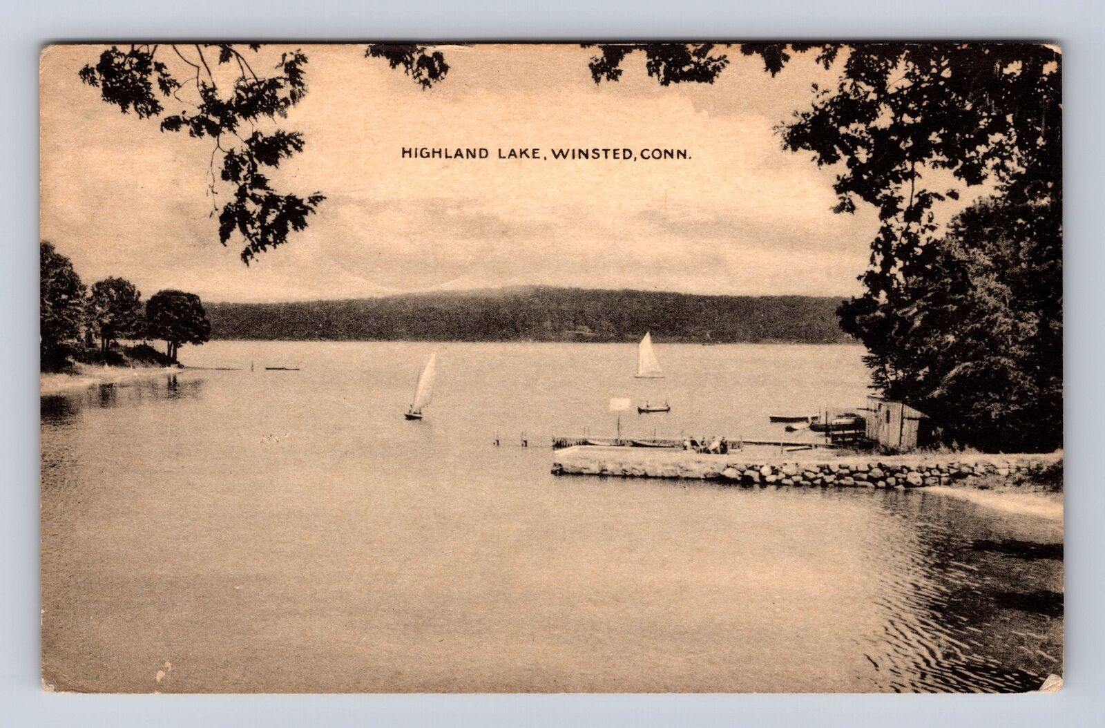 Winsted CT-Connecticut, Highland Lake, Antique, Vintage c1939 Souvenir Postcard