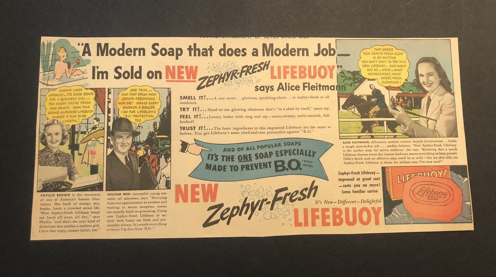 1950’s Lifebuoy Soap For Career People Comic Newspaper Ad