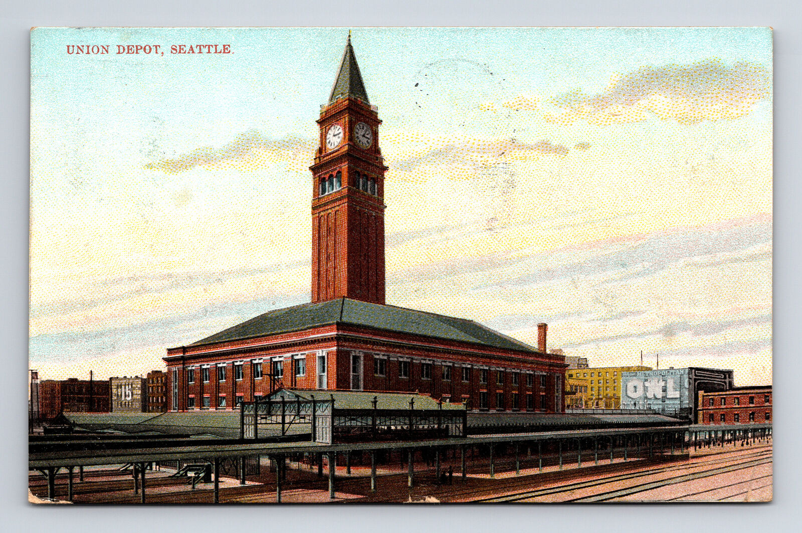 1909 Union Train Depot Seattle WA World's Fair Cancel Postcard