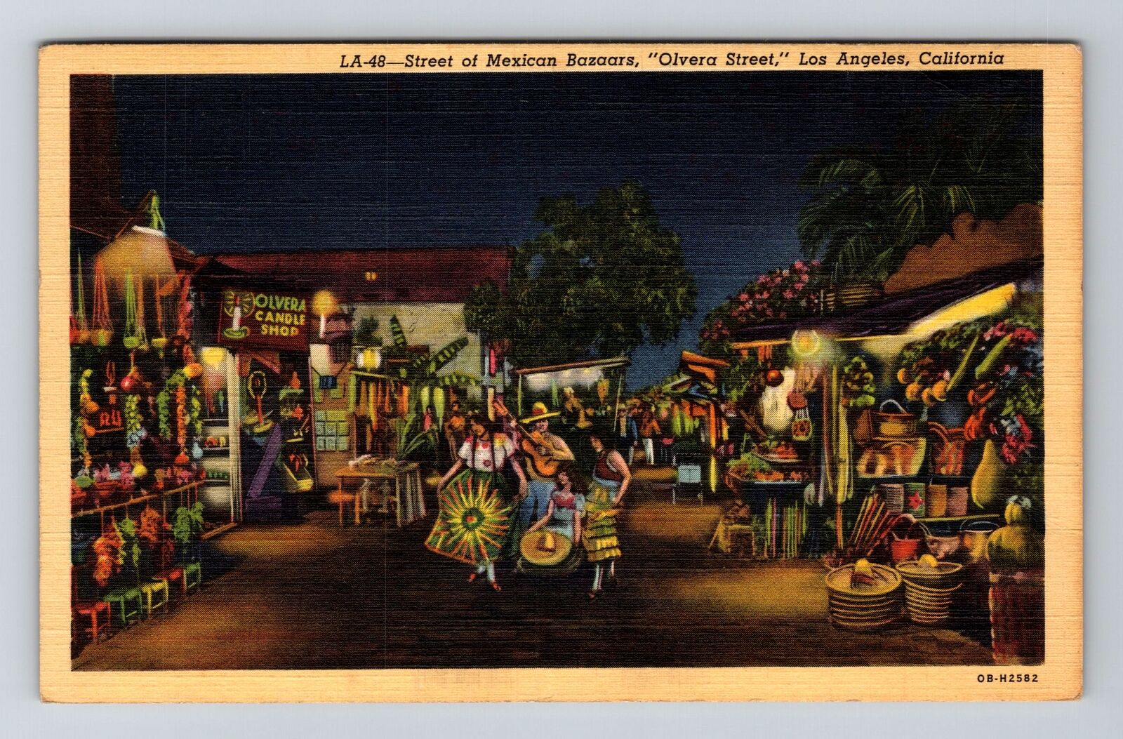 Los Angeles CA-California, Old Olvera Street, Bazaars, c1943 Vintage Postcard