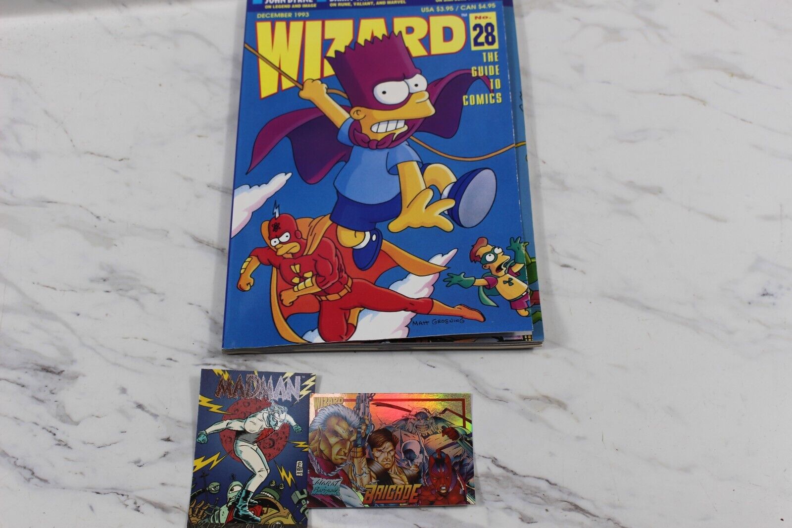 WIZARD The Guide to Comics Magazine #28 December 1993 Bart Simpsons with 2 cards
