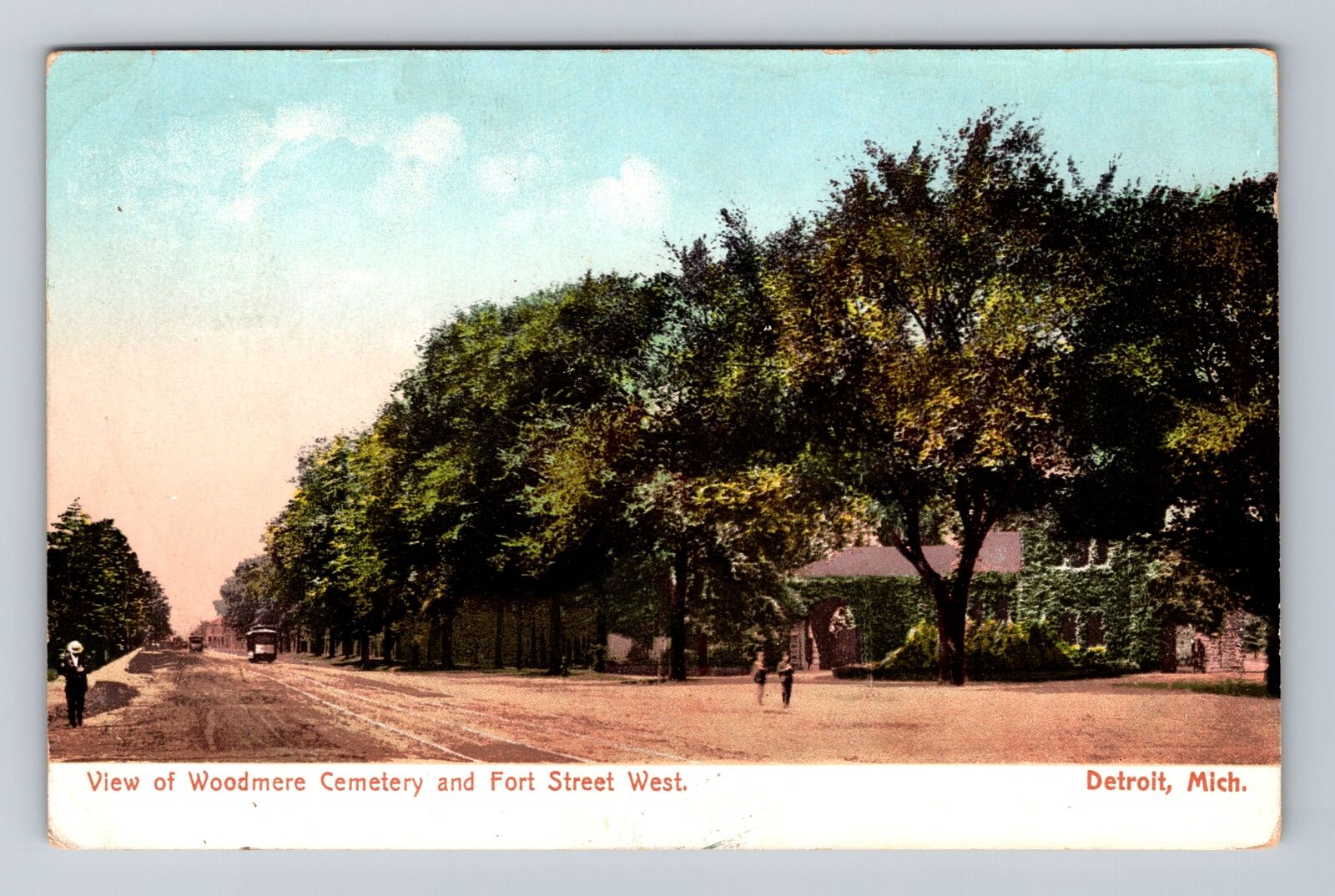 Detroit MI-Michigan, View Of Woodmere Cemetery, Fort St Vintage c1907 Postcard