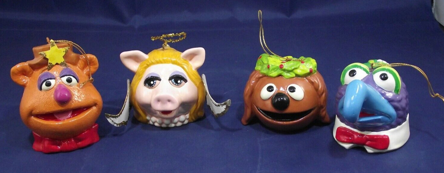Vintage Muppets Sigma Paper Mache Piggy Rowlf Gonzo Fozzie Christmas Ornaments