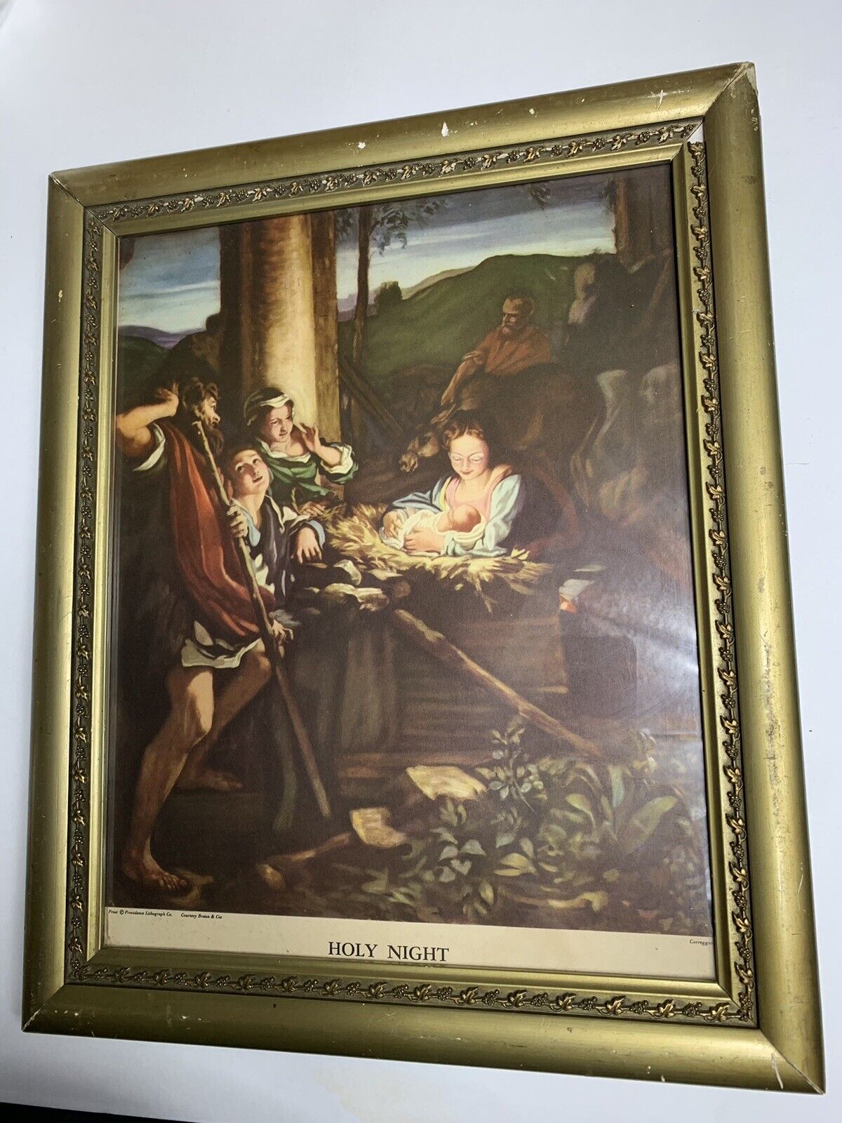 Framed  Vintage Lithograph ‘Holy Night’