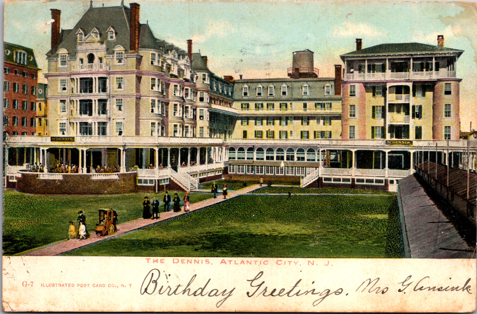 Vintage C. 1906 The Dennis Hotel Boardwalk  Atlantic City New Jersey Postcard