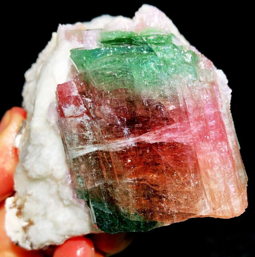 386g Natural Excellent Watermelon Color Tourmaline Ice Crystal Specimen ip1364a