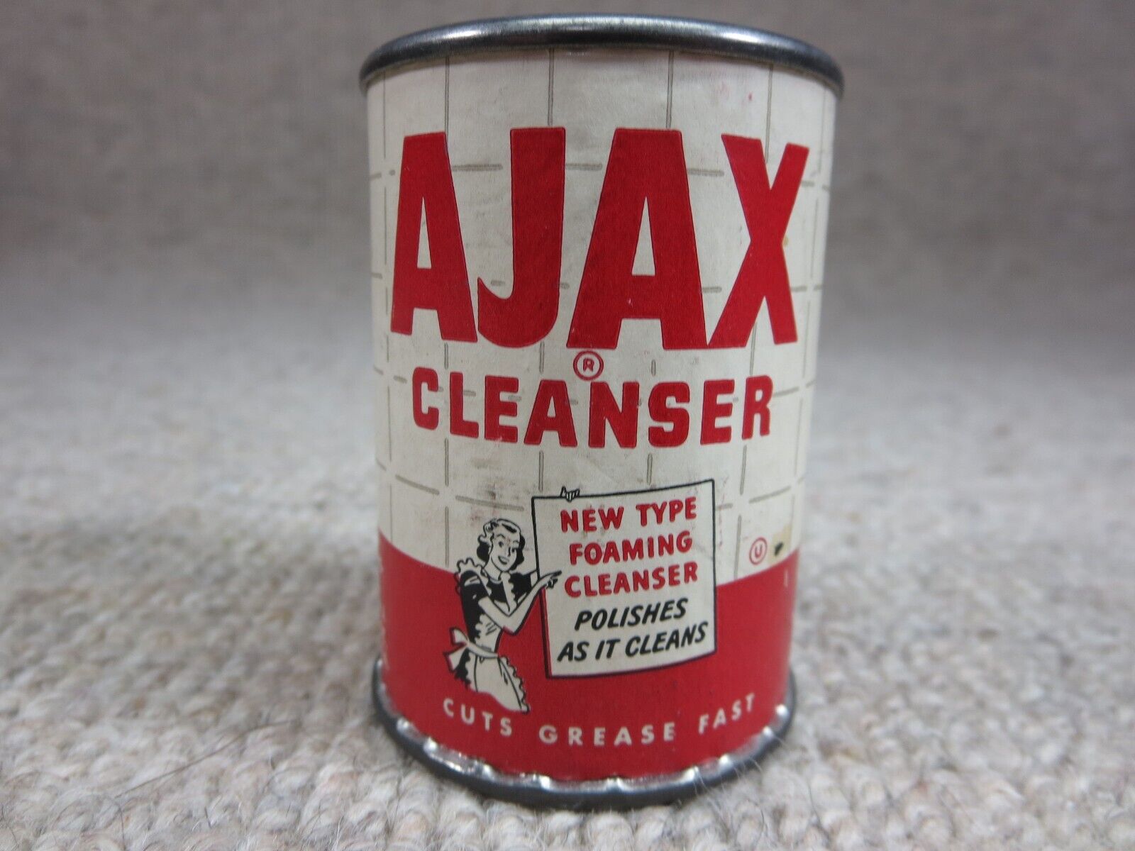 Vtg Ajax Cleanser Can Unused Sample Small Kitchen Decor Colgat Palmolive Peet