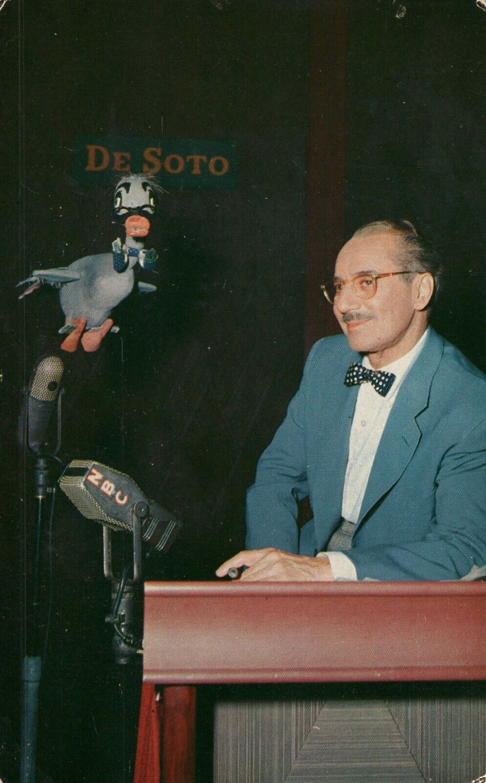 Groucho Marx You Bet Your Life NBC Program Desoto Duck Quiz Show 1955 Postcard