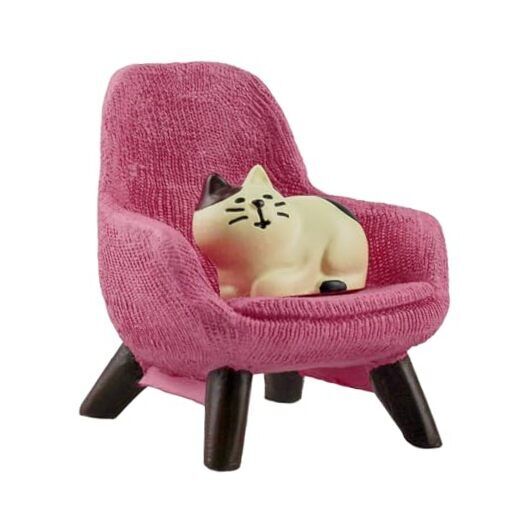 Refintural Miniature Cat Figurines with Small Sofa - Resin Mini Cat 01-pink