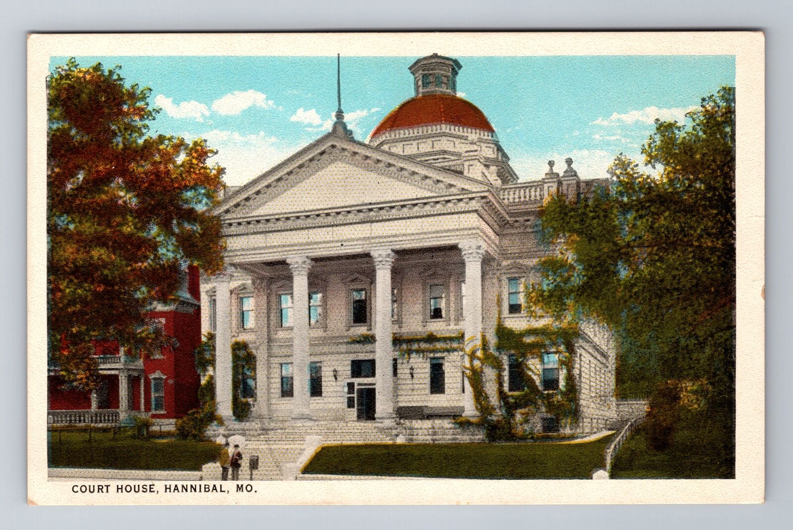 Hannibal MO-Missouri, Court House, Antique, Vintage Souvenir Postcard
