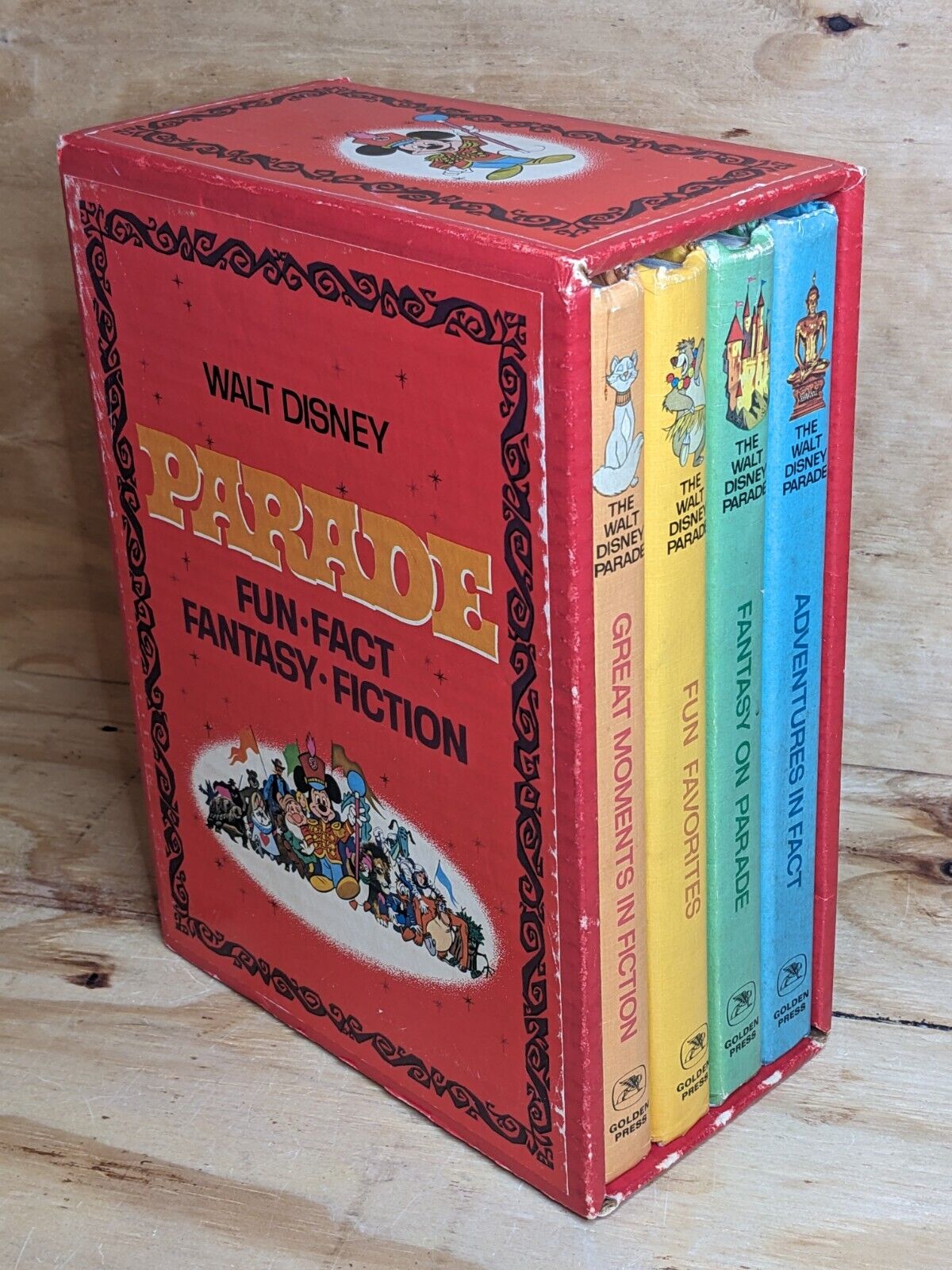 Rare Vintage The Walt Disney Parade Fun Fact Fantasy Fiction Book Set of 4 1970