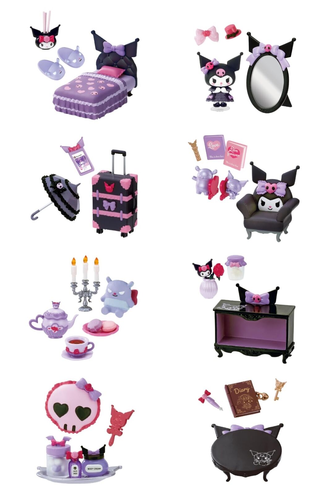 RE-MENT Sanrio Kuromi's Gothic Room 8Pack BOX (CANDY TOY) New