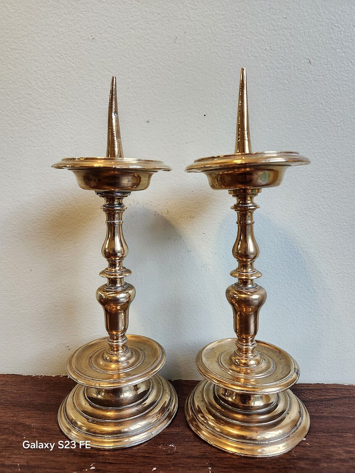 Antique 15th 16th Century Brass  Candlesticks 
