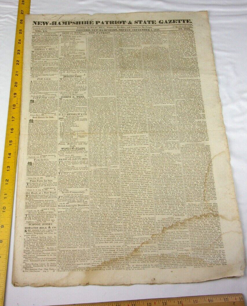 Daniel Webster Andrew Jackson John C Calhoun 1828 New Hampshire Newspaper