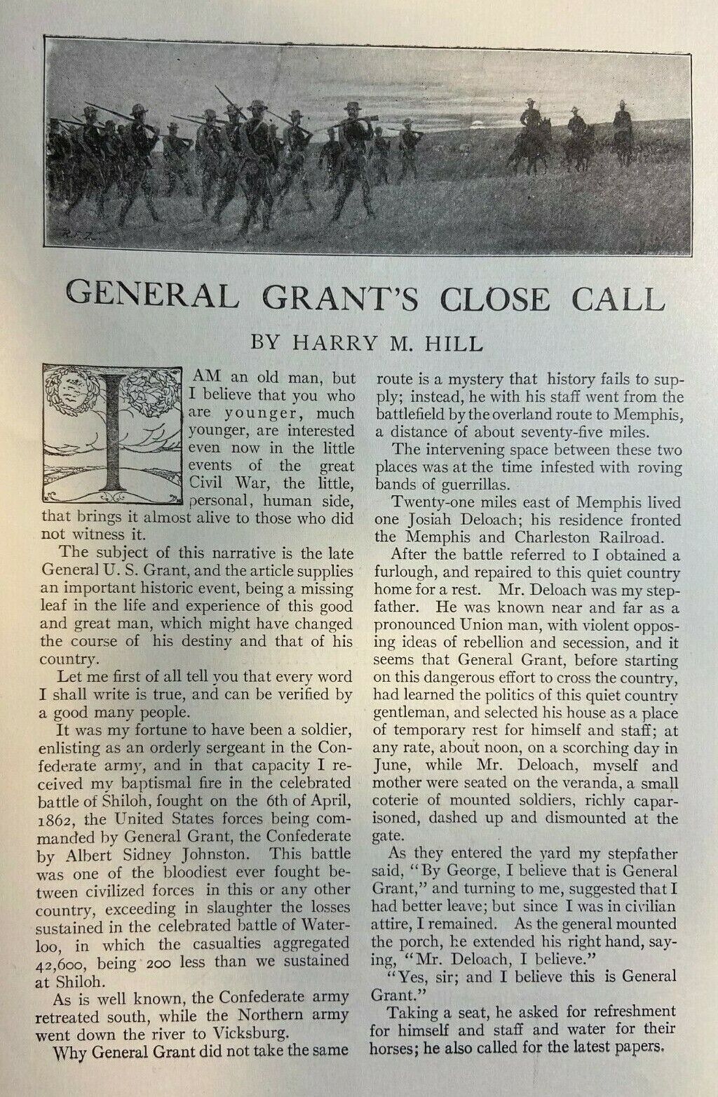 1907 Civil War General Grant\'s Close Call Memphis Tennessee illustrated