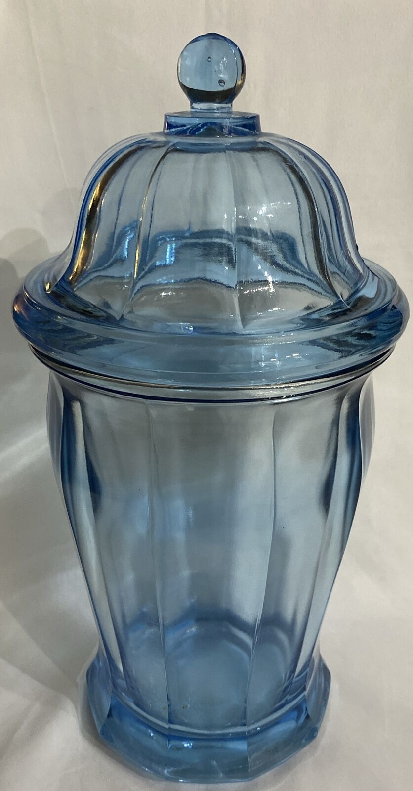 Vintage Large Indiana Glass Sapphire Blue Apothecary Canister Jar 11.5” Minty
