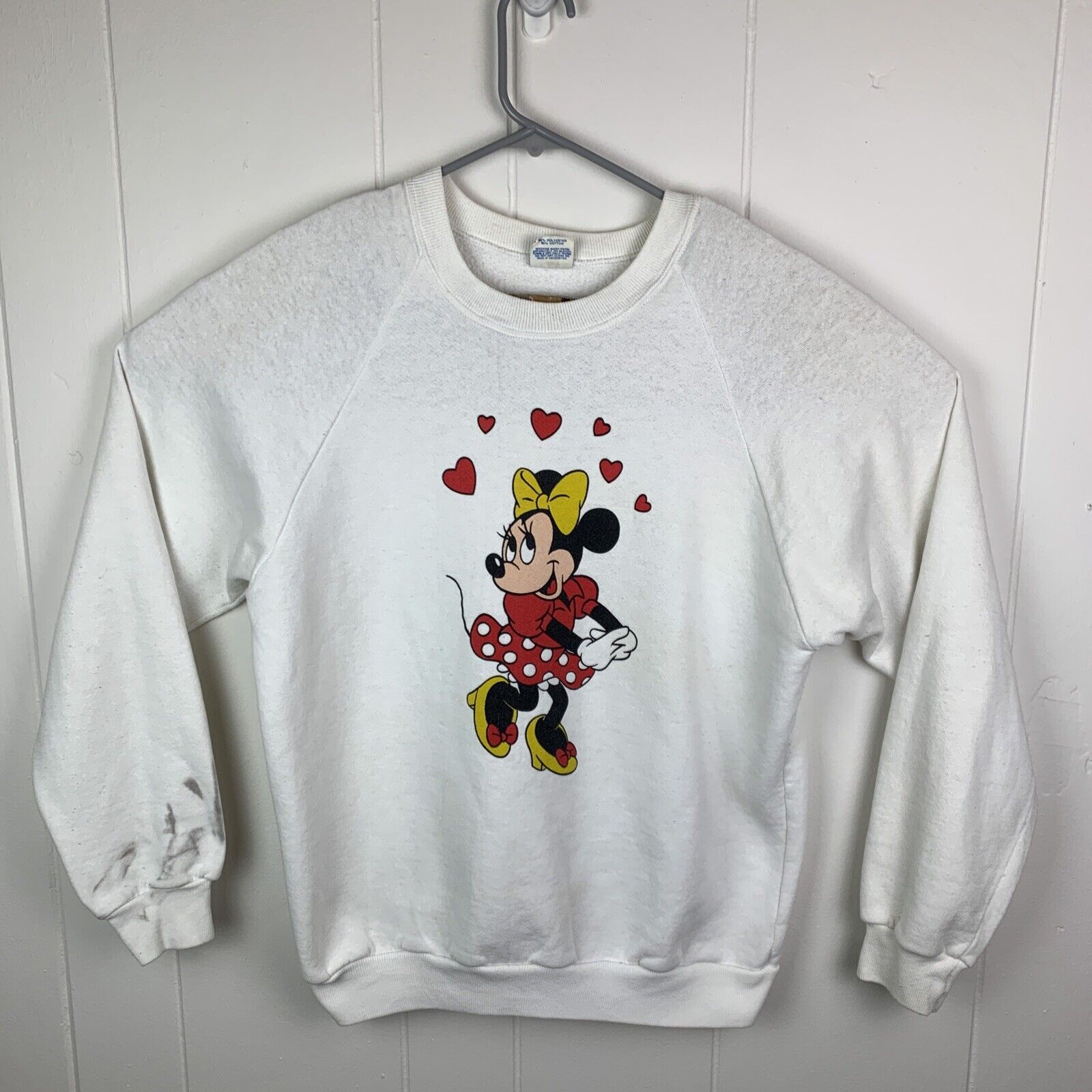 Vintage Minnie Mouse Sweatshirt White Unisex Large Made In USA