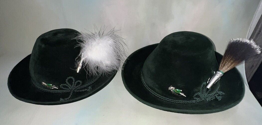 VTG 1959 Pair Oktoberfest Hats With Pins For Couple Man’s & Lady’s Germany
