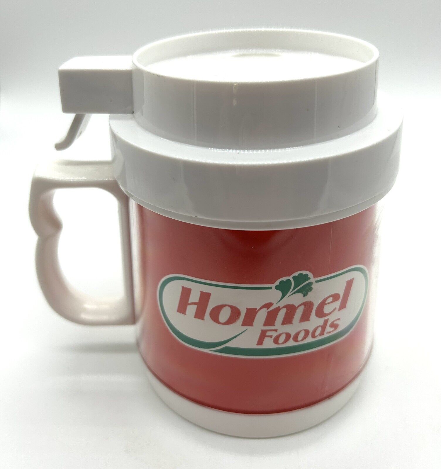Vintage HORMEL FOODS Therma-Serv Thermal Plastic Mug Red White  1970’s/1980’s