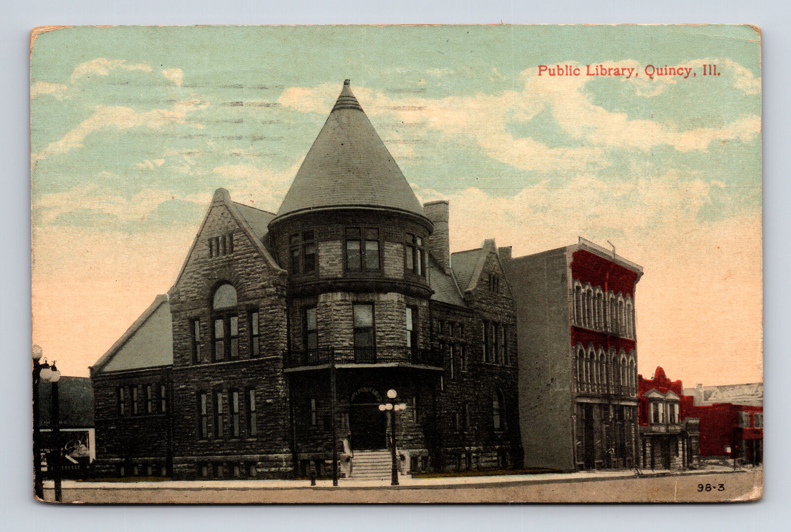 c1917 Public Library Quincy Illinois IL CEW Publisher Postcard
