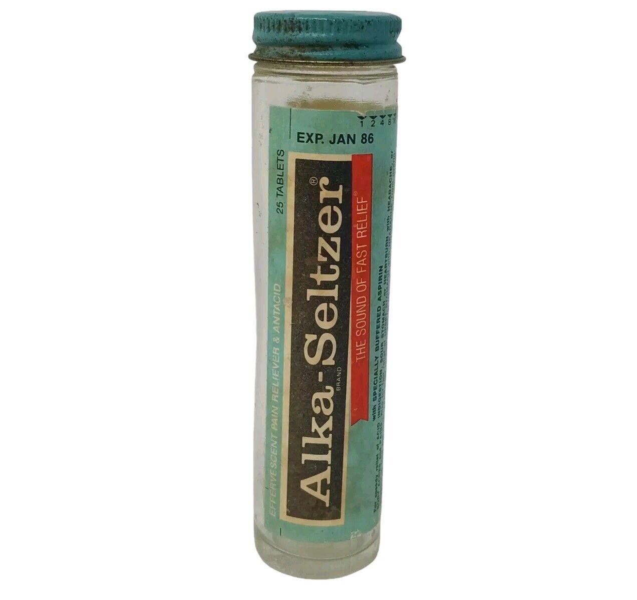 Vintage Alka-Seltzer Glass Tube Bottle 1980\'s