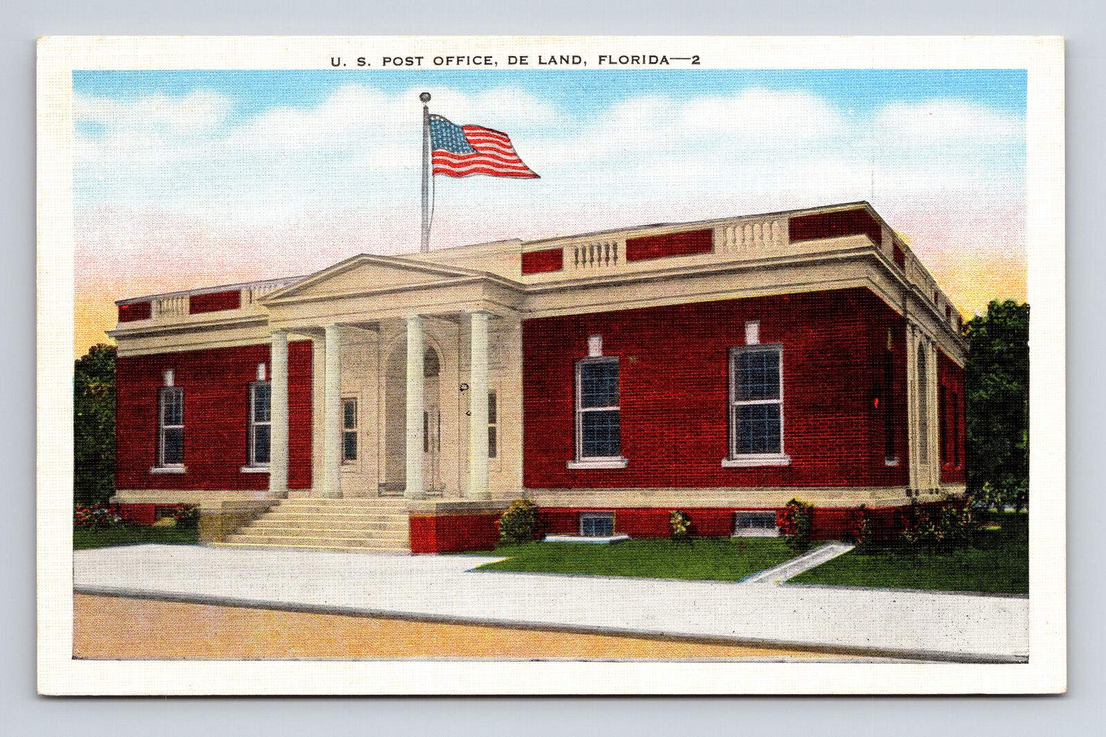 Linen Postcard De Land FL Florida US Post Office