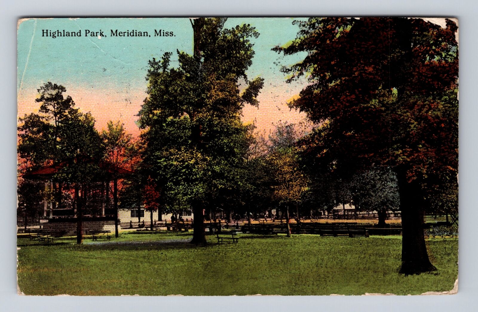 Meridian MS-Mississippi, Highland Park, Antique, Vintage c1913 Postcard