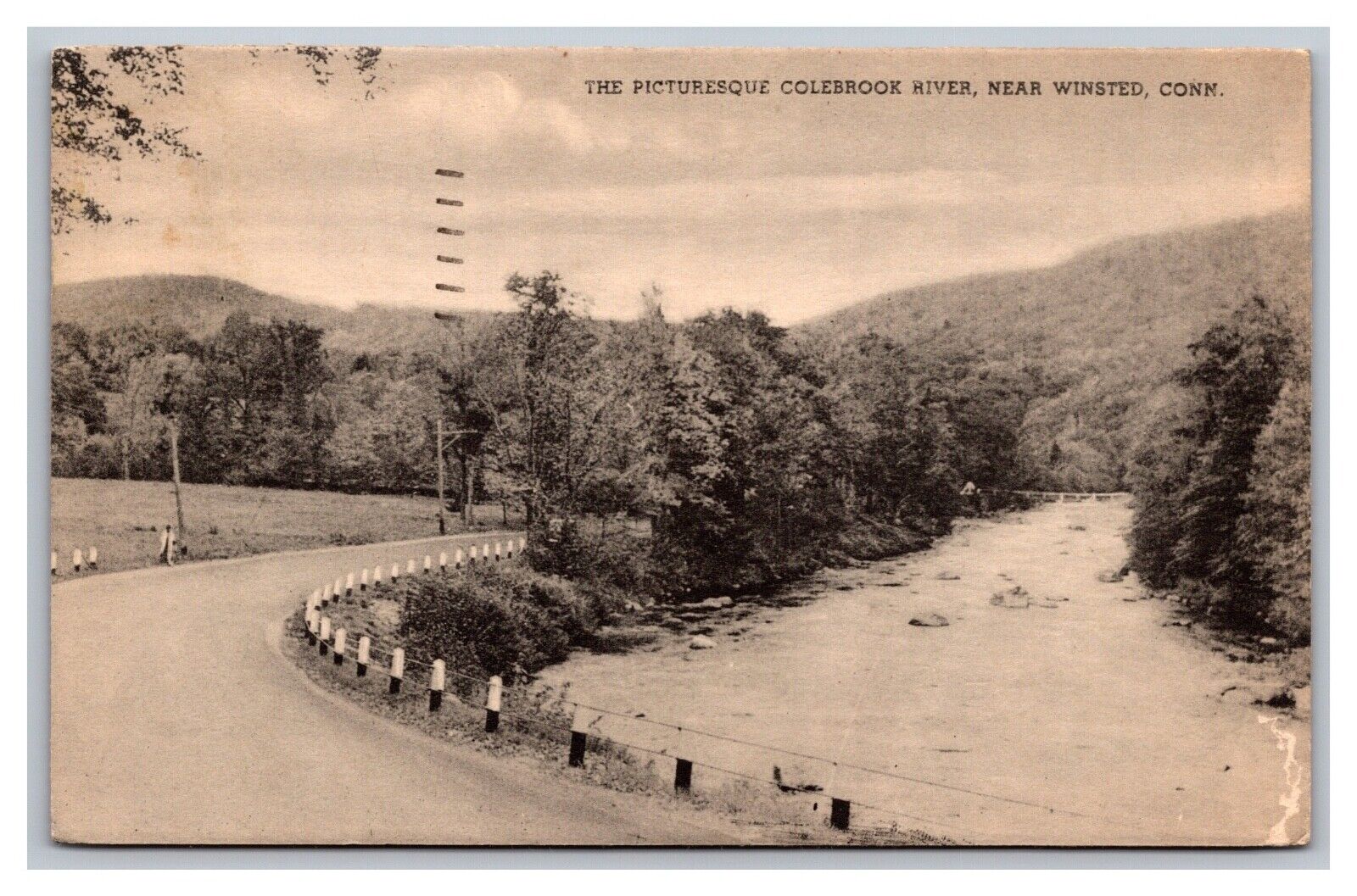 Winsted CT Connecticut Colebrook River Collotype Co. Linen Postcard Posted 1947
