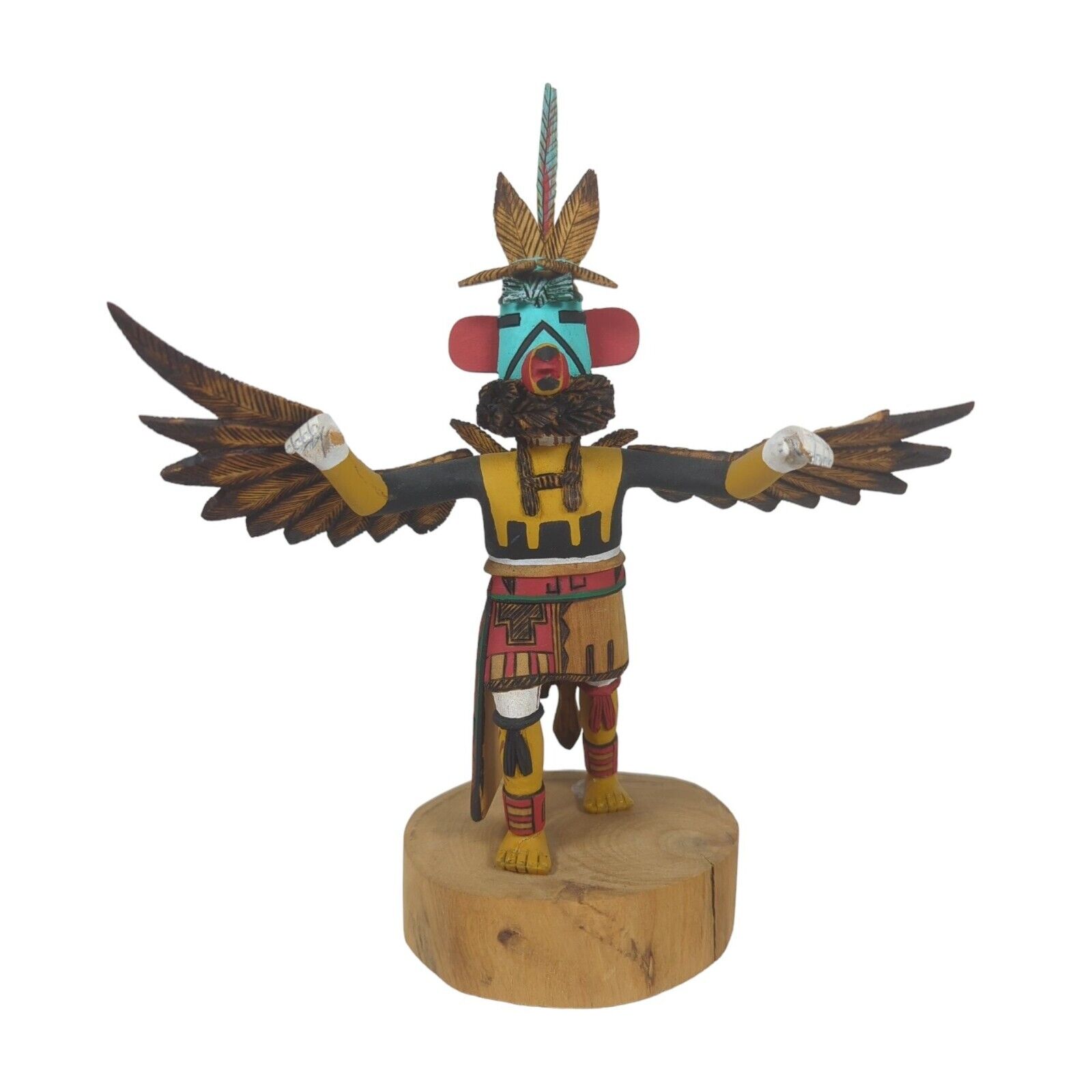 Hopi Eagle Kachina Katsina Native American Signed Joseph Duwyenie Wood 8.5\