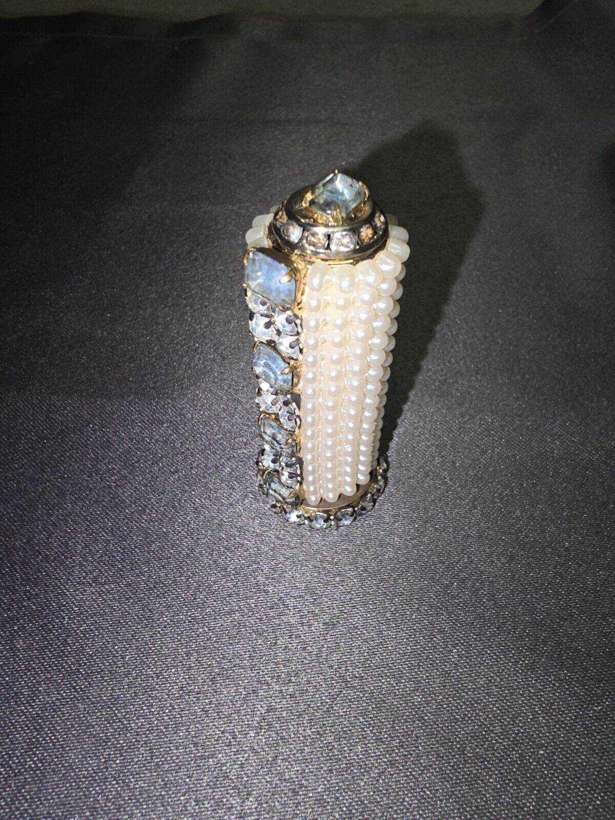 Wiesner Of Miami Vintage Lipstick Case Faux Pearls And Rhinestone 2.5\