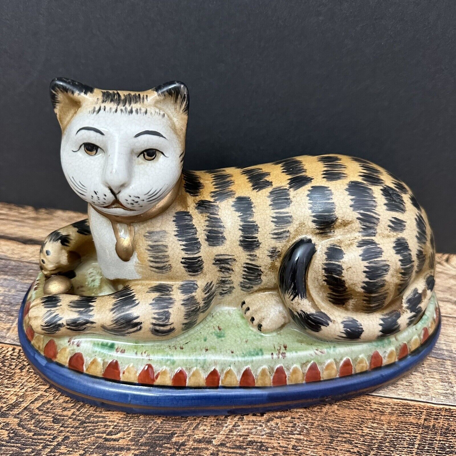 Staffordshire Pottery - Vintage Ceramic Cat with Ball