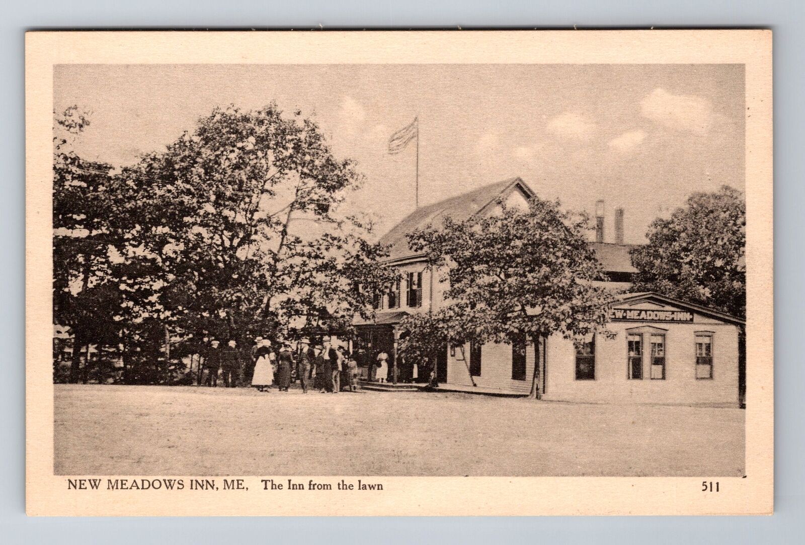 New Meadows Inn ME-Maine, The Inn From The Lawn, Antique, Vintage Postcard
