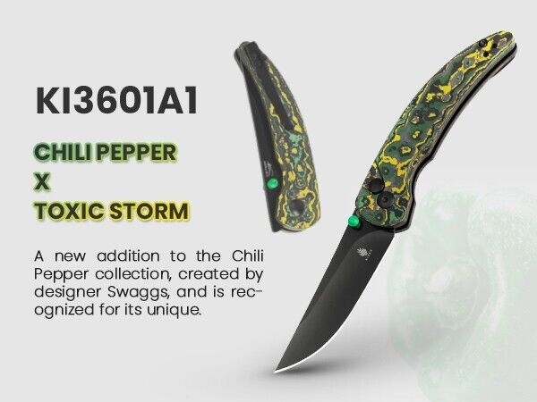 Kizer Chili Pepper S90V Blade Button Lock Fatcarbon Handle Ki3601A1