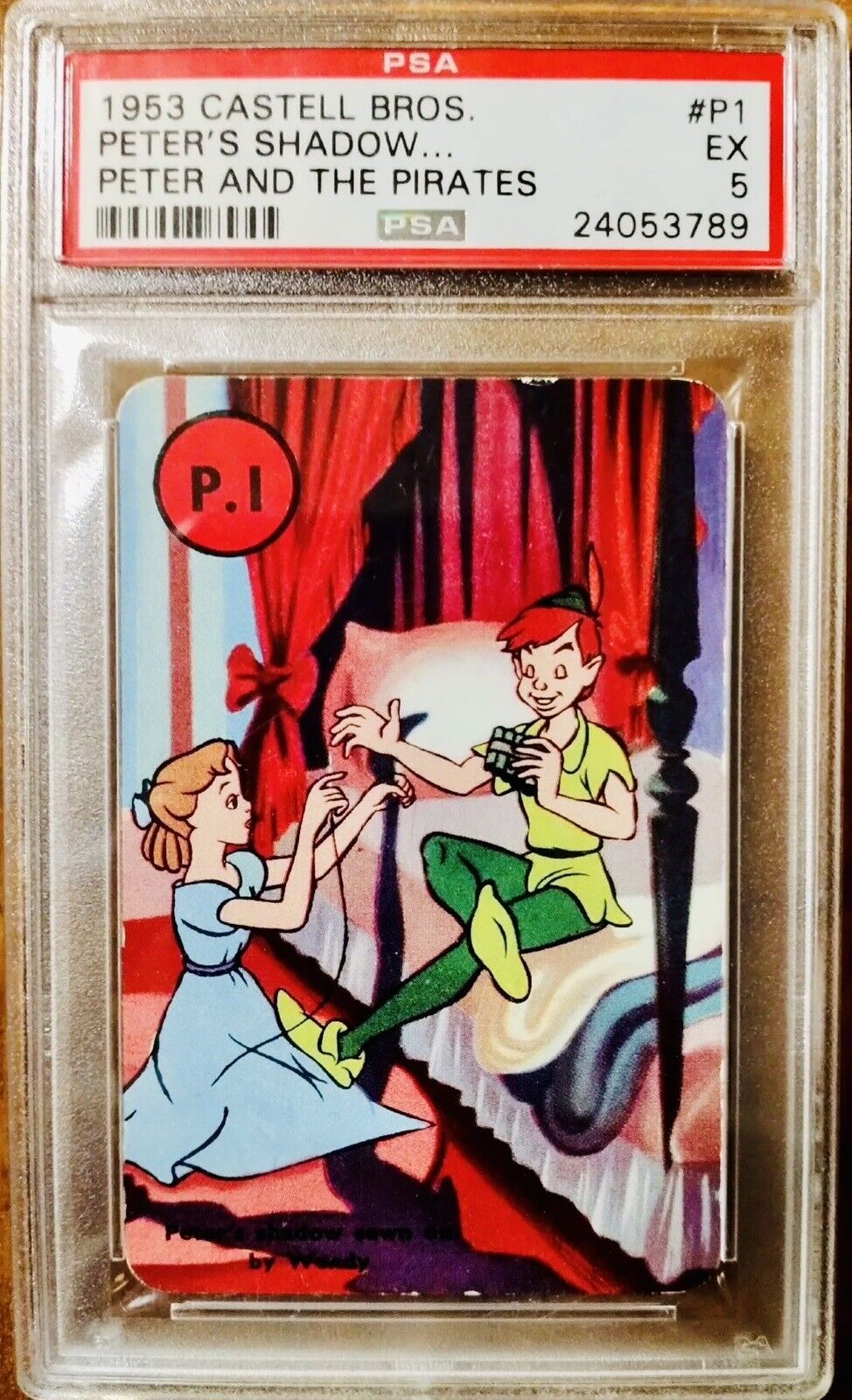 Walt Disney 1953 PETER PAN - CASTELL BROS Trading Card - Chase His Shadow PSA EX
