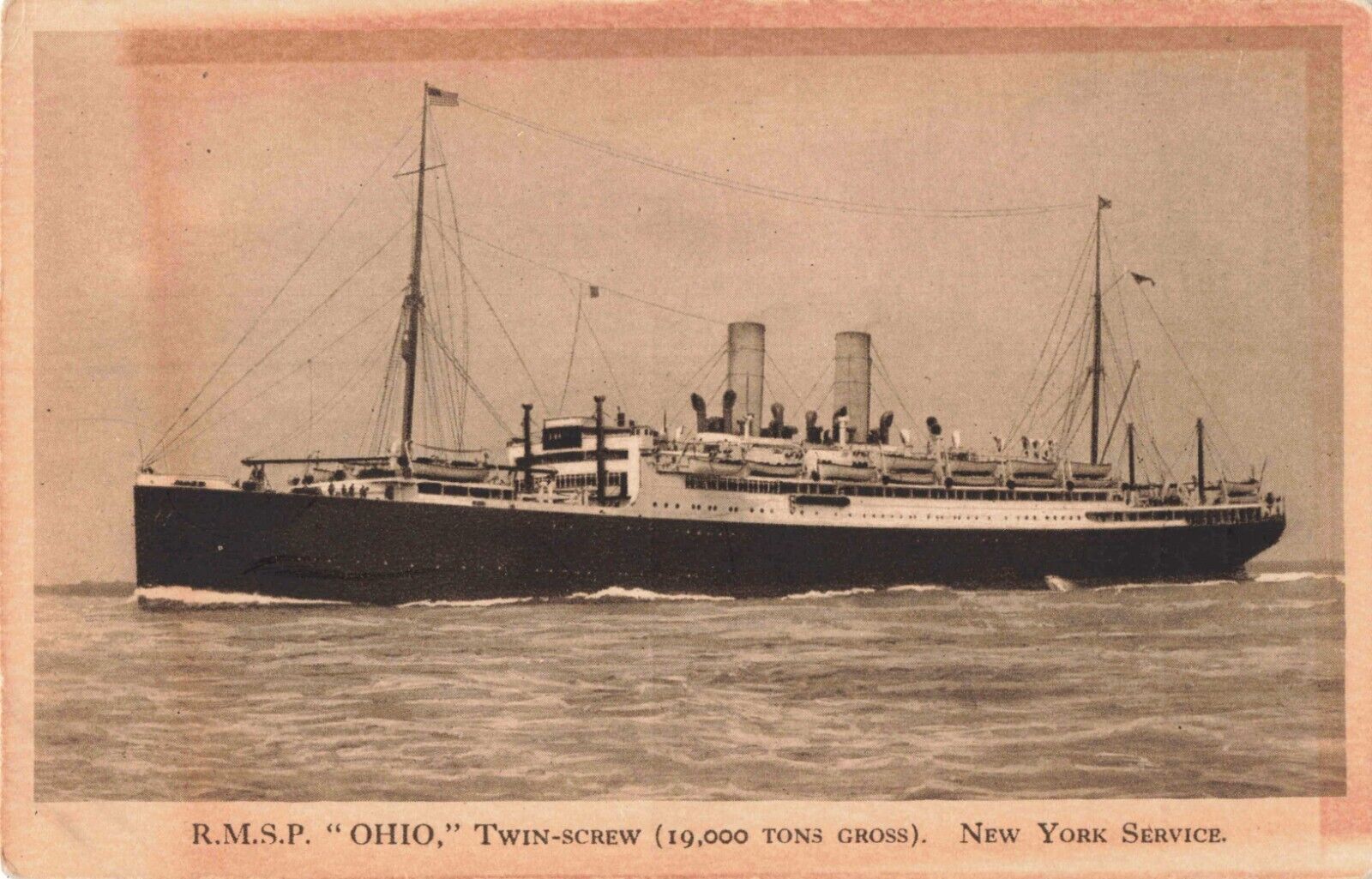 New York City NY, RMSP OHIO Passenger & Mail Ship, Vintage Postcard