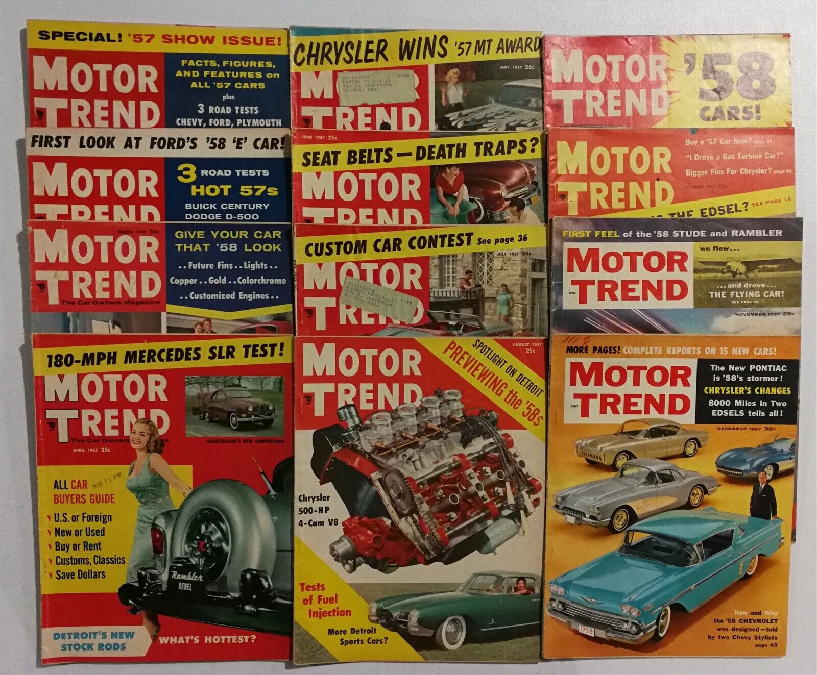 Motor Trend Magazine 1957 - The Complete Year - All 12 Issues 