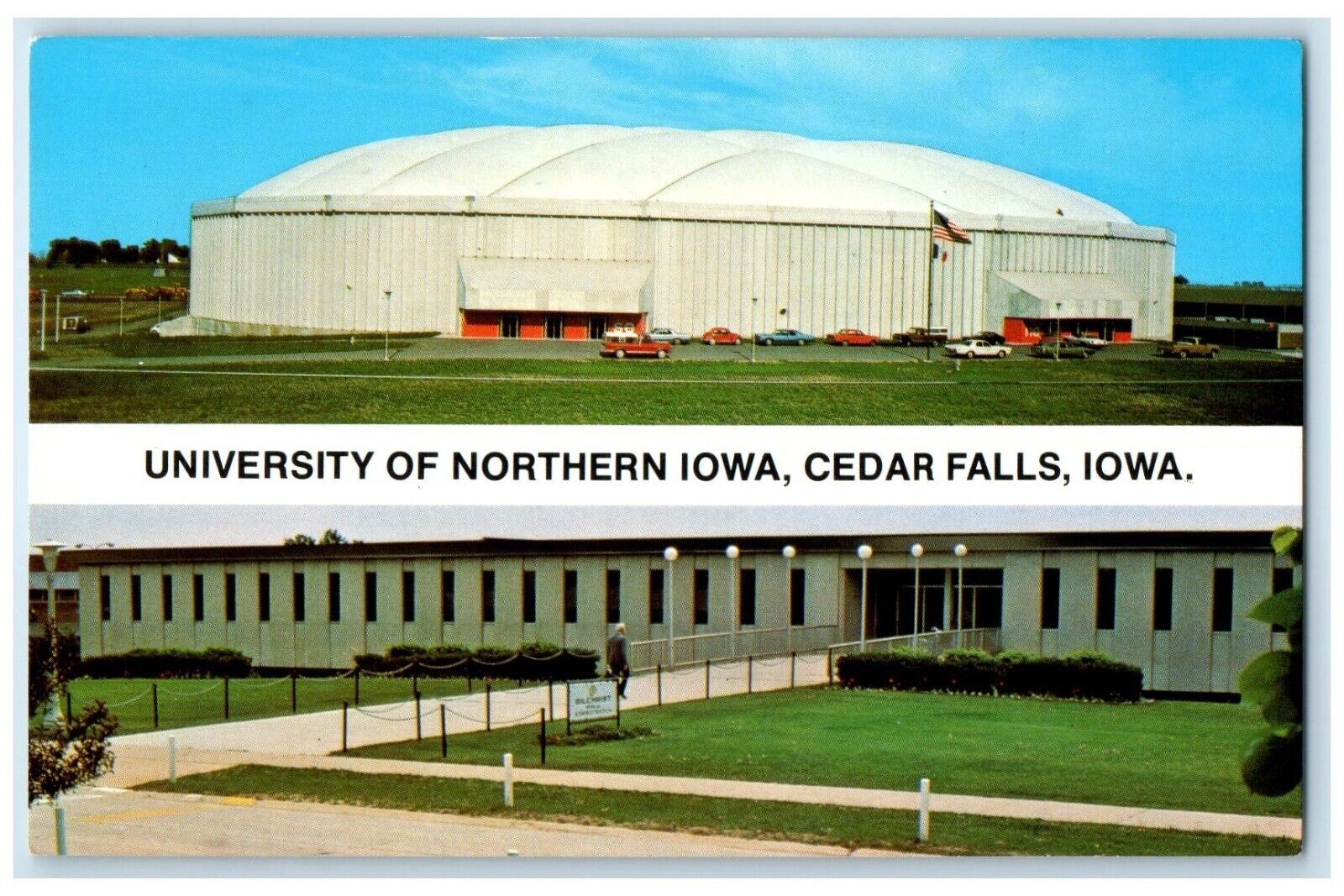 c1960 University Northern Exterior Building Cedars Falls Iowa Vintage Postcard