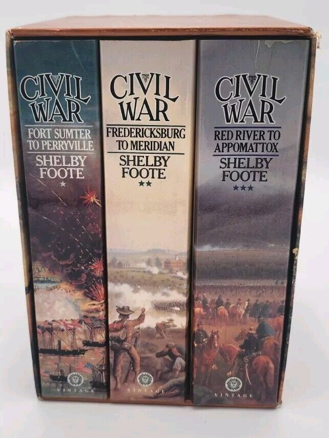 The Civil War: A Narrative Shelby Foote 3 Volume books boxed set 1986 Softcover