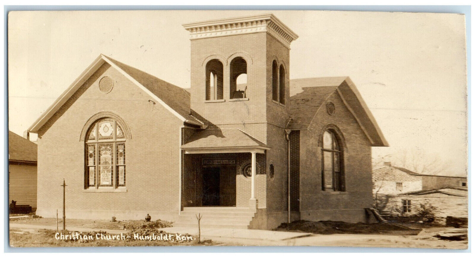 1911 Christian Church Humboldt Kansas KS Altamont KS RPPC Photo Postcard