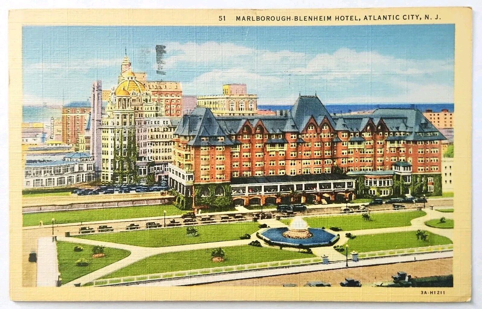 Postcard NJ Postcard Atlantic City New Jersey Marlborough Blenheim Hotel 1943
