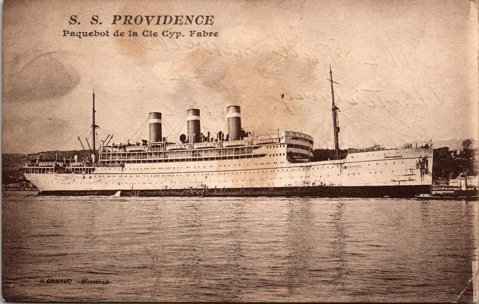 SS Providence Fabre Line Ship Immigrant Transatlantic RPPC Vtg Postcard