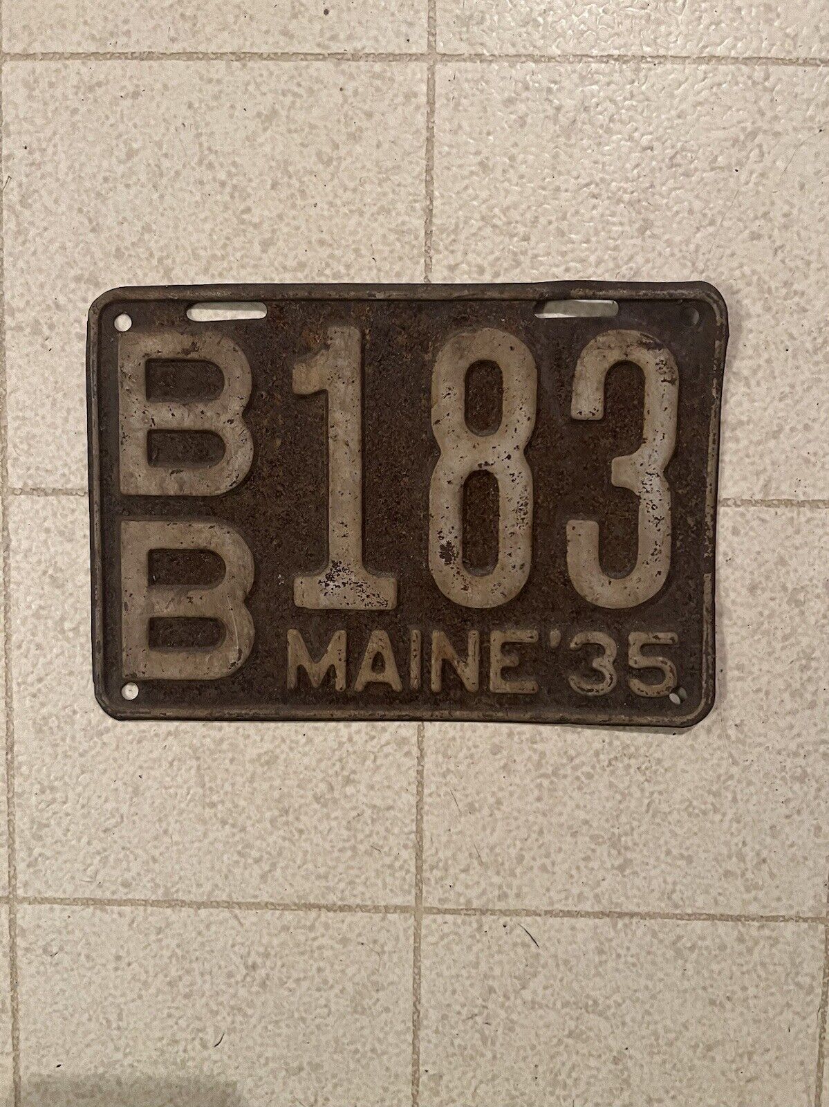 1935 Maine License Plate 100% Original-Low Number #BB183