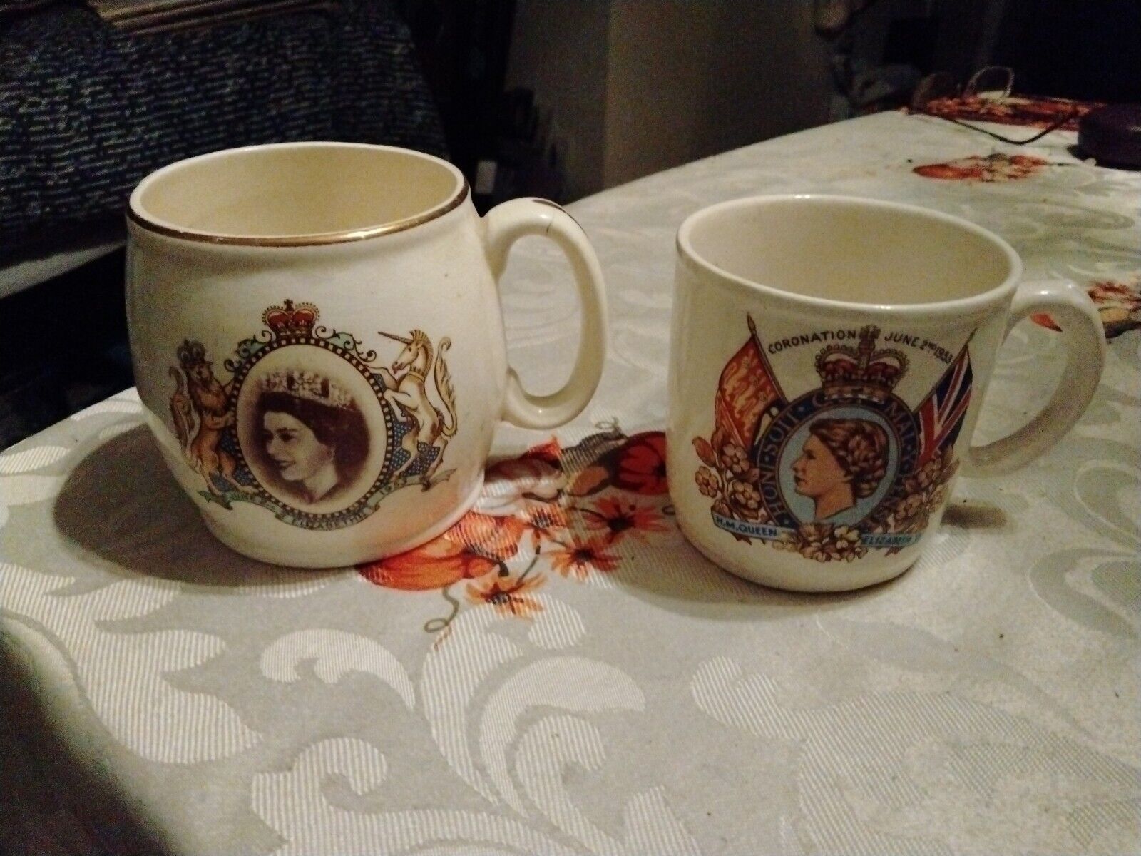 2-Antique Queen Elizabeth Cups.