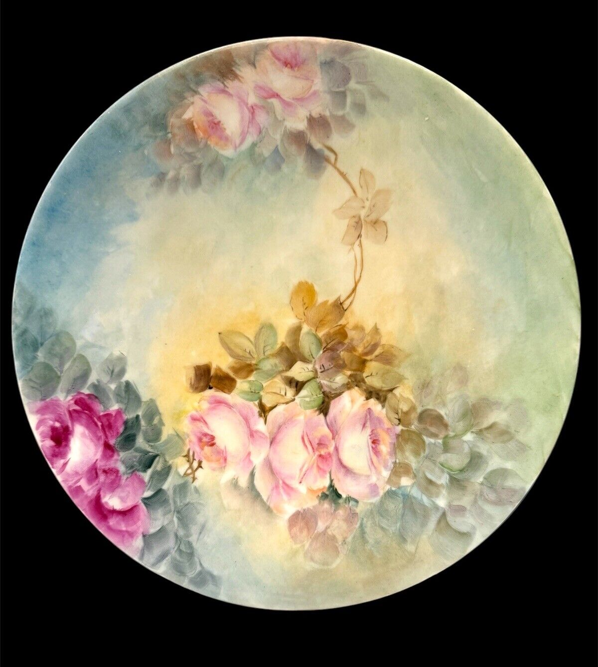 Antique Jean Pouyat Limoges J.P.L. Plate Hand Painted Tea Roses